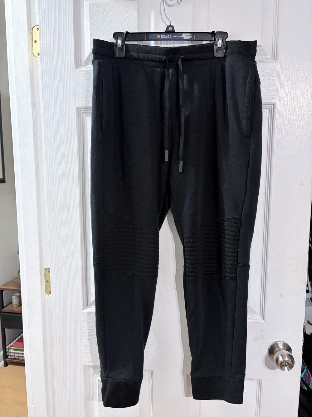 Russell Athletic Men’s Black Moto Joggers XL 40-42 Ribbed Knee Sweatpants